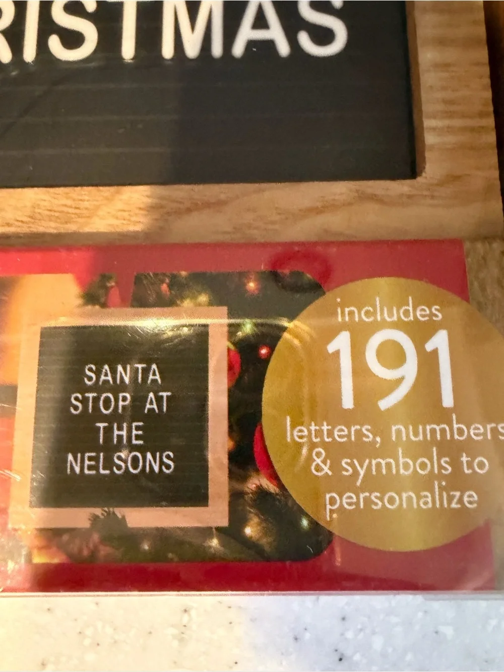 NEW Personalized Letterboard Ornament. Black & Wood, Red Ribbon. Christmas Decor